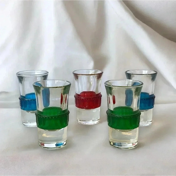 tsing tao Other - Vintage Tsing Tao MCM Art Deco Multicolor Shot Glasses - Set of 5